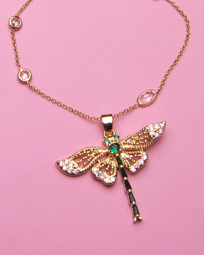 Dragonfly Rain Drop Necklace