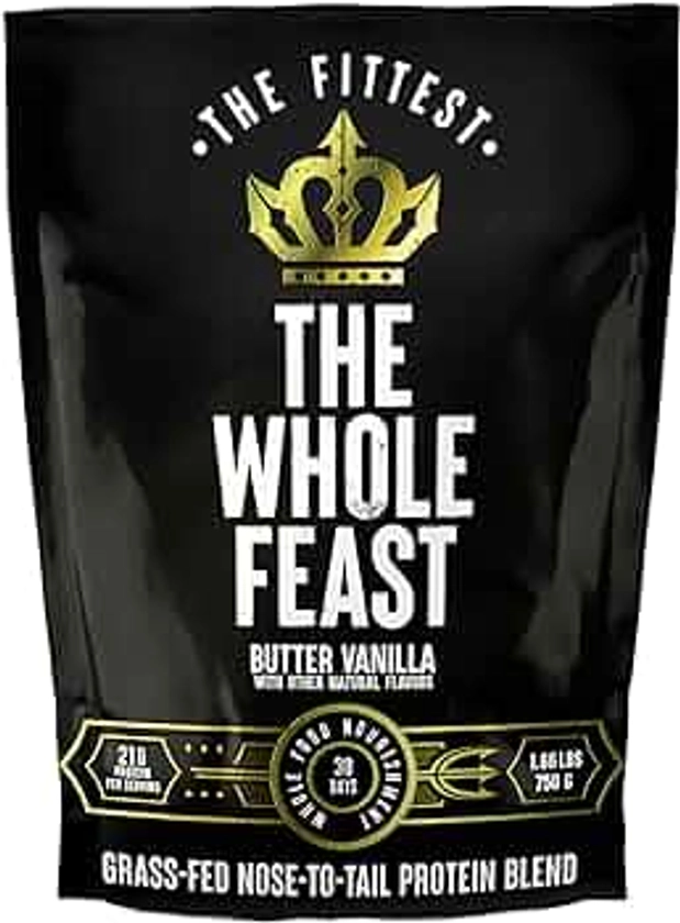 The Fittest Whole Feast Beef Protein Powder - Butter Vanilla - Nose to Tail Carnivore Blend Including Liver, Colostrum and Whole Bone - BCAAs - 14g Collagen - 21g Total Protein