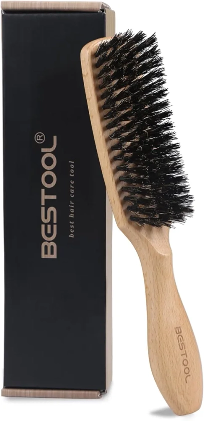 BESTOOL Hair Brush, Boar Bristle Hair Brush for Women Men Children Smoothing & Styling, Natural Boar Bristle Brush for Thin, Fine Hair, Improve Hair Texture (Natural)