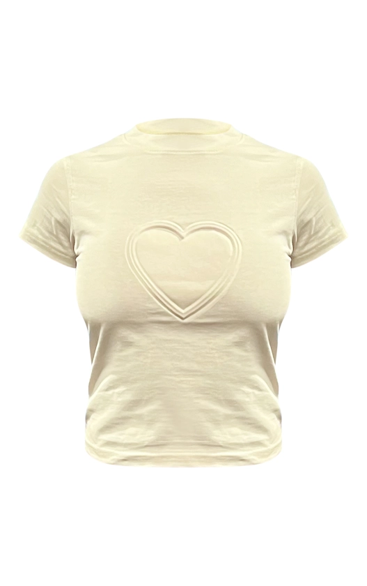 Stone Heart Embossed Fitted T Shirt | Co-Ords