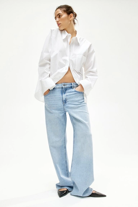 Wide High Jeans - High waist - Long - Light denim blue - Ladies | H&M US