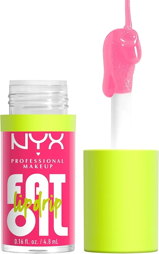 NYX PROFESSIONAL MAKEUP Fat Oil Lip Drip, Moisturizing, Shiny and Vegan Tinted Lip Gloss - Missed Call (Sheer Pink)