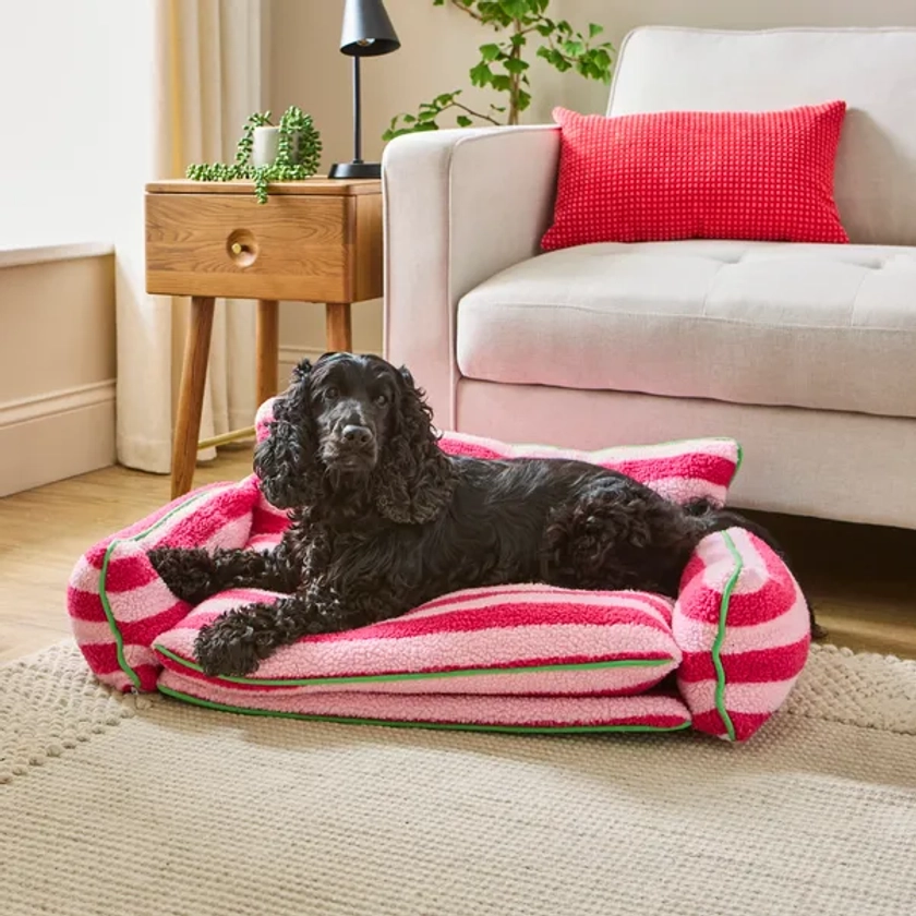 Luxury Pink Stripy Dog Bed