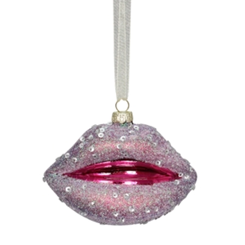 Hot Lips Glass Novelty Christmas Tree Decoration