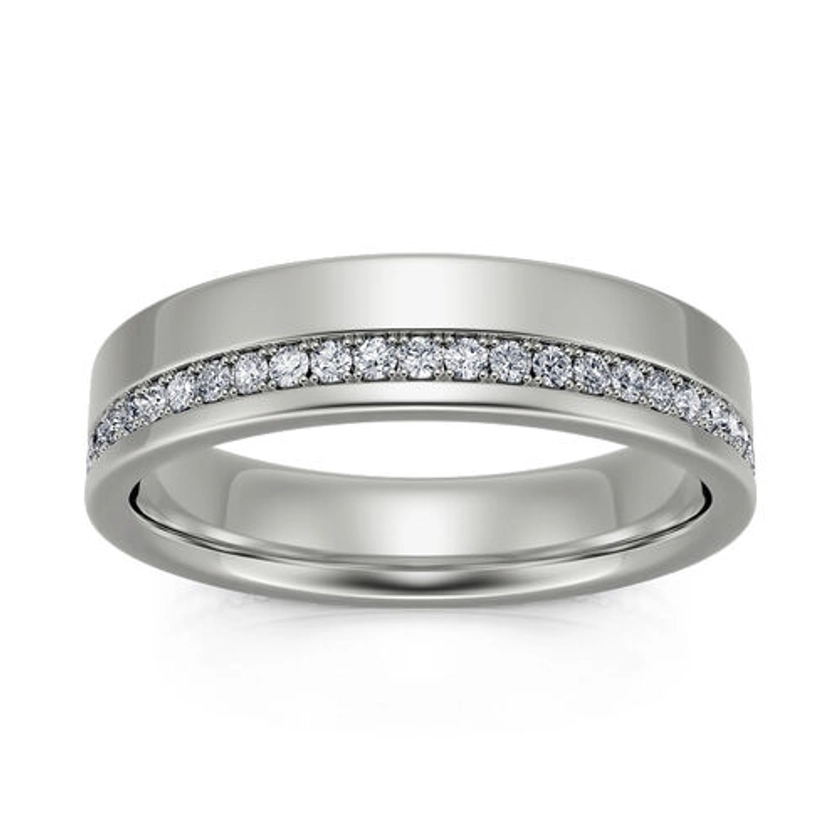 Jeulia Round Cut Sterling Silver Men's Band - Jeulia UK