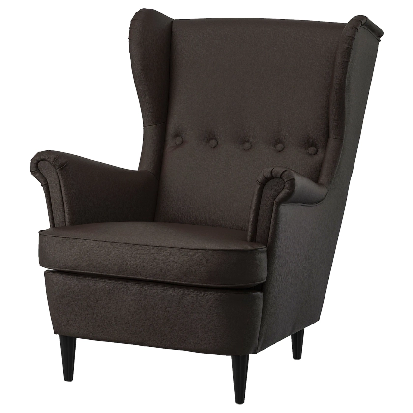 STRANDMON Wing chair, Grann/Bomstad dark brown - IKEA