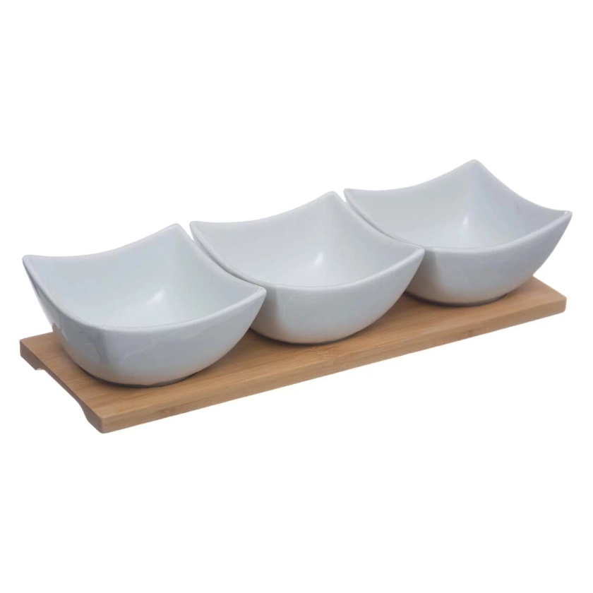 SET 4P PORCELAINE ET BAMBOU