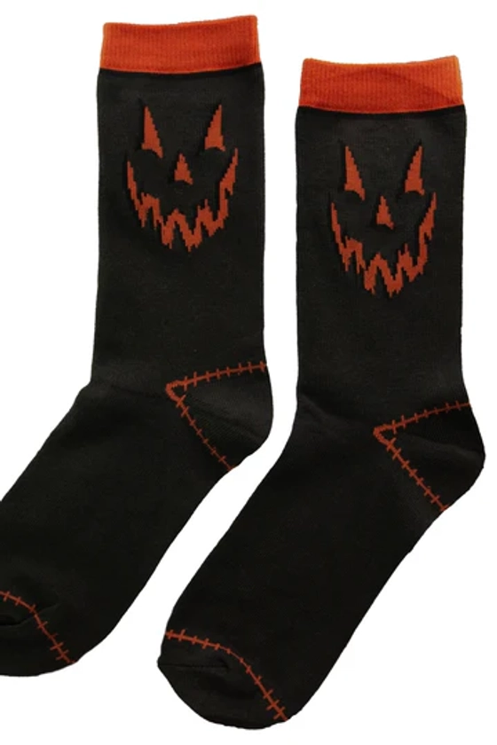 Gray and Orange Jack-O-Lantern Socks