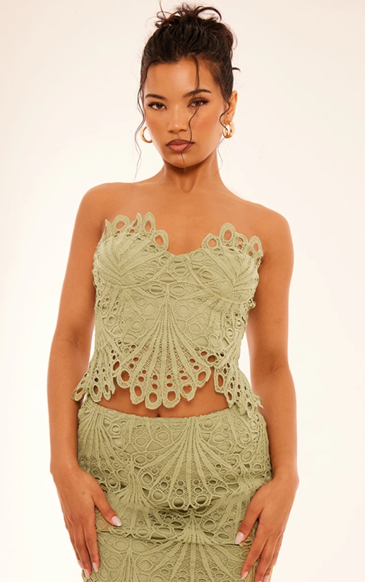 Sage Green Lace Corset Top | Co-Ords