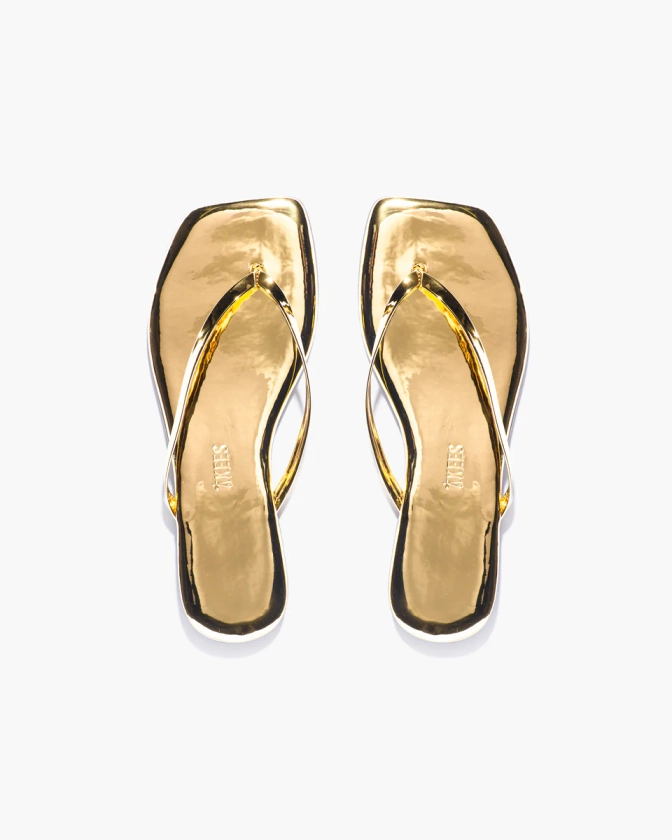 Square Toe Lily Mirror in Gold | Women's Sandals | TKEES