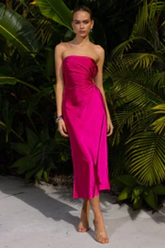 Saraya Midi Dress - Hot Pink