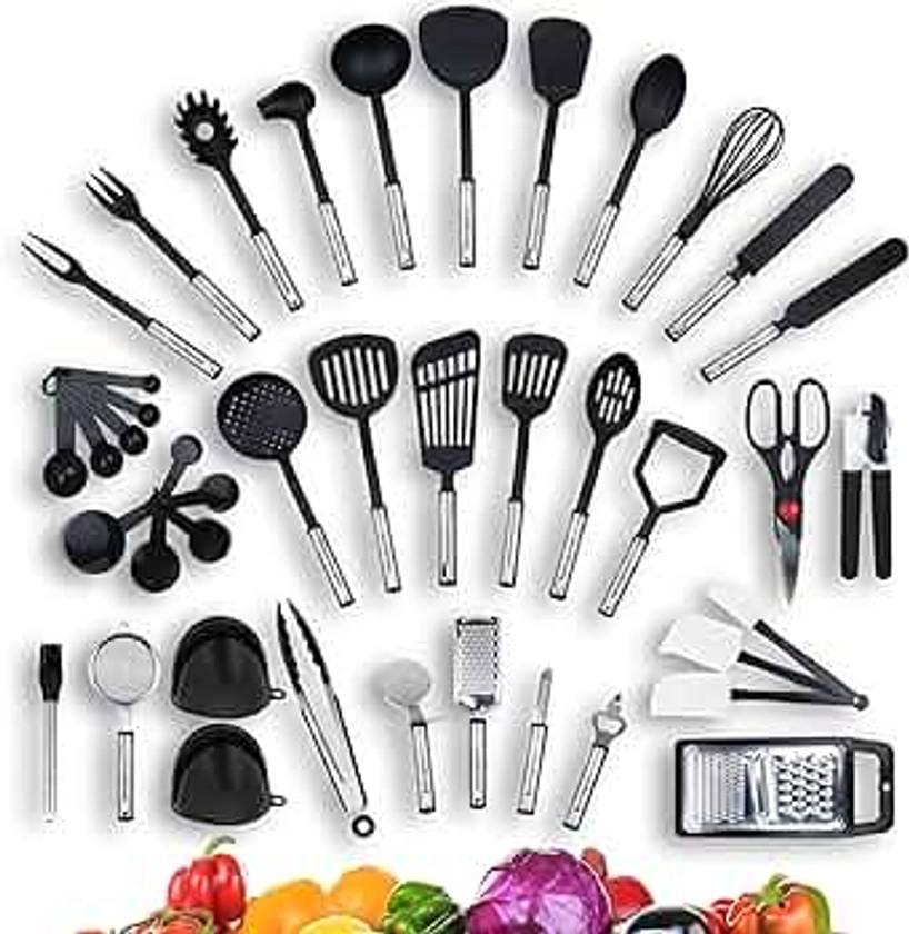 KRONENKRAFT Set d'ustensiles de cuisine de 42 pièces, accessoires de cuisine, set de cuisson, ensemble complet d'accessoires de cuisine. accessoires maison