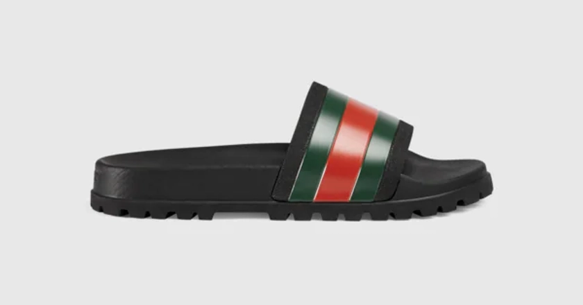 Gucci Men's Web rubber slide sandal