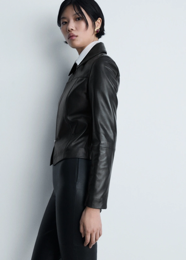 Leather zipper jacket - Women | MANGO USA