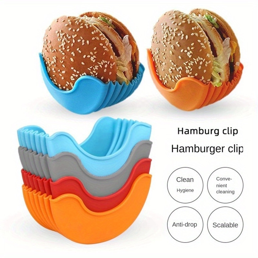 1pc, Hamburger Holder, Silicone Burger Tray, Reusable And Easy To Clean, Anti-fall Hamburger Rack, Kitchen Gadgets, Kitchen Accessories