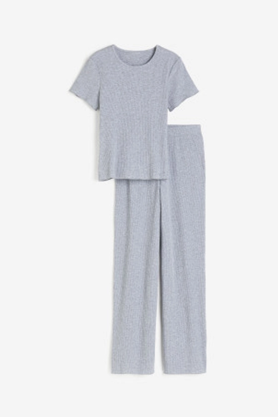 Top et pantalon de pyjama côtelés - Noir - FEMME | H&M FR