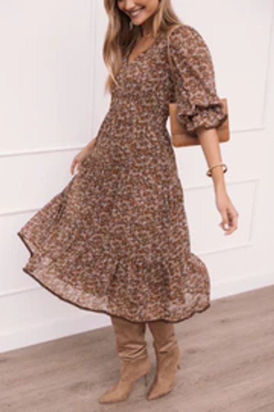 Simone Midi Dress - Camel