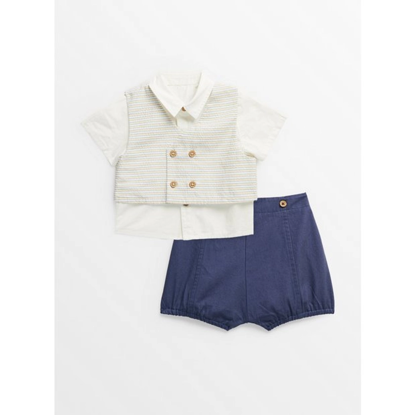 Buy Ecru Waistcoat & Navy Shorts Set 12-18 months | Outfits and sets | Tu