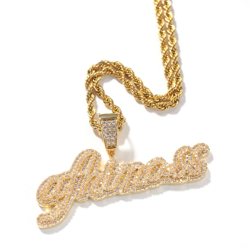Iced Custom Text Letter Pendants Hip Hop Bling Bling Necklaces (Max up to 8 letters)
