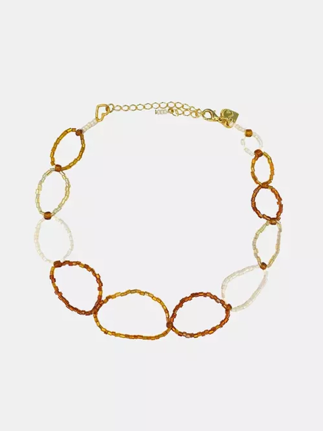 Comprar Choker Elos de Vidrilho Marrom - R$109,00 - LoLa Feito à Mão