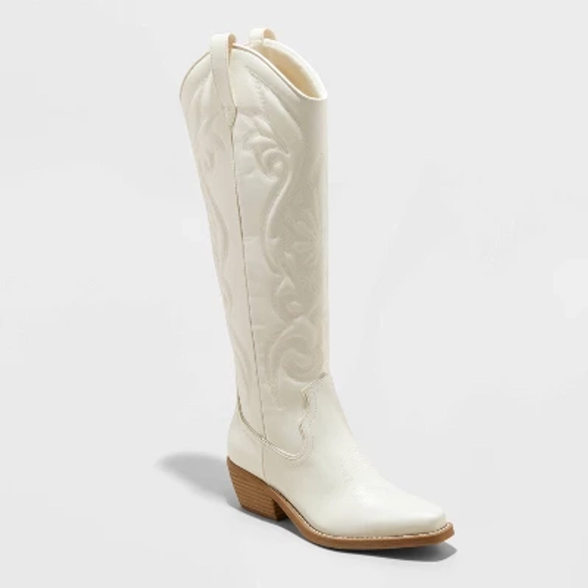 Women's Kenzi Western Boots with Memory Foam Insole - Wild Fable™ Ivory 6