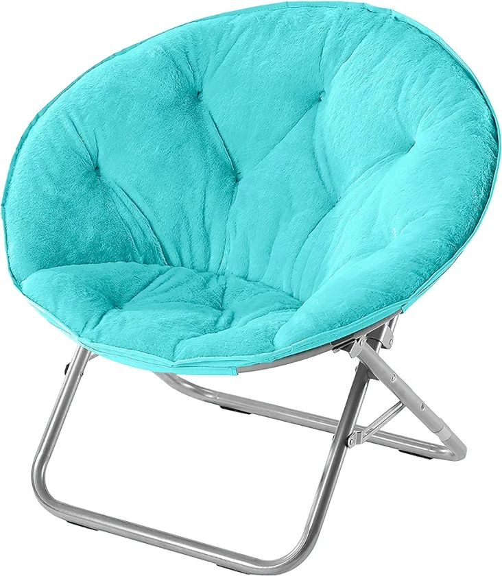 Faux Fur Saucer Chair, Aqua Blue