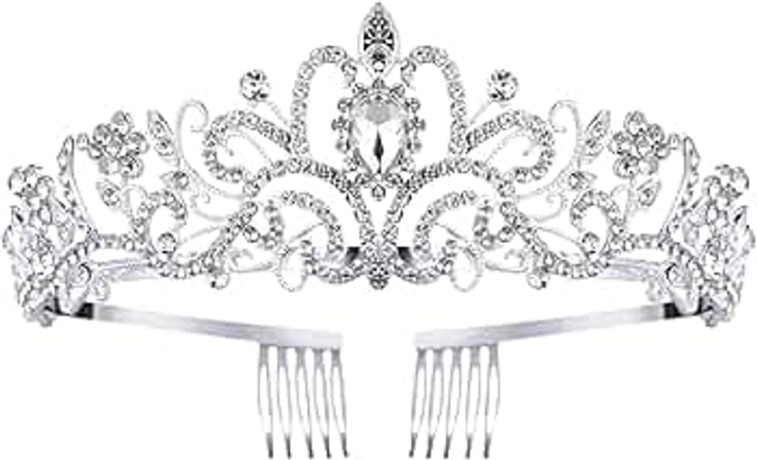 Halloween Tiara Crowns for Women Tiaras for Girls Princess Crown for Birthday Halloween Costume Bride Wedding Queen, Crystal Tiara