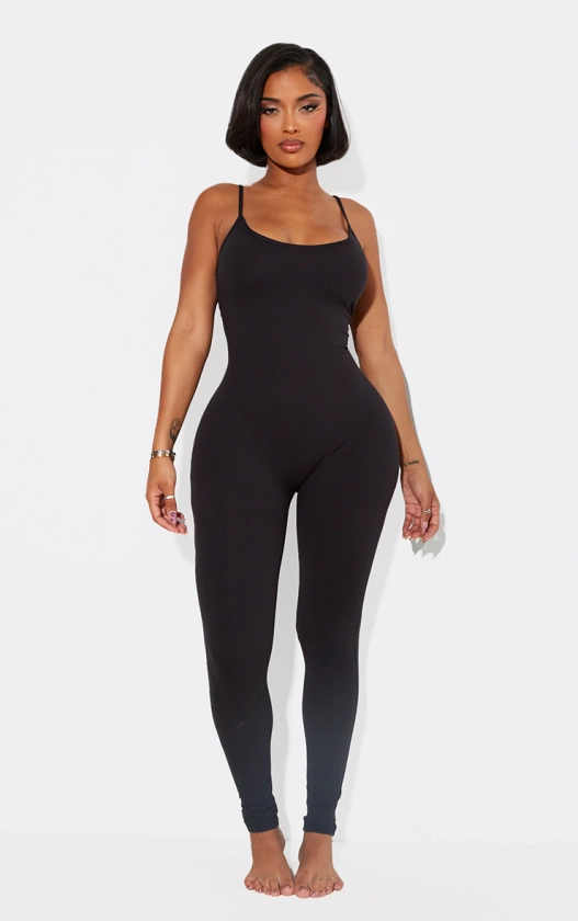 Shape Black Sculpted Strappy Jumpsuit | Shape