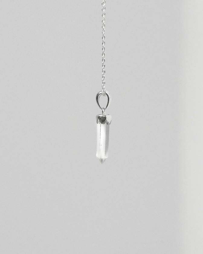 Clear Quartz Point Pendant 925 Serling Silver Crystal Necklace