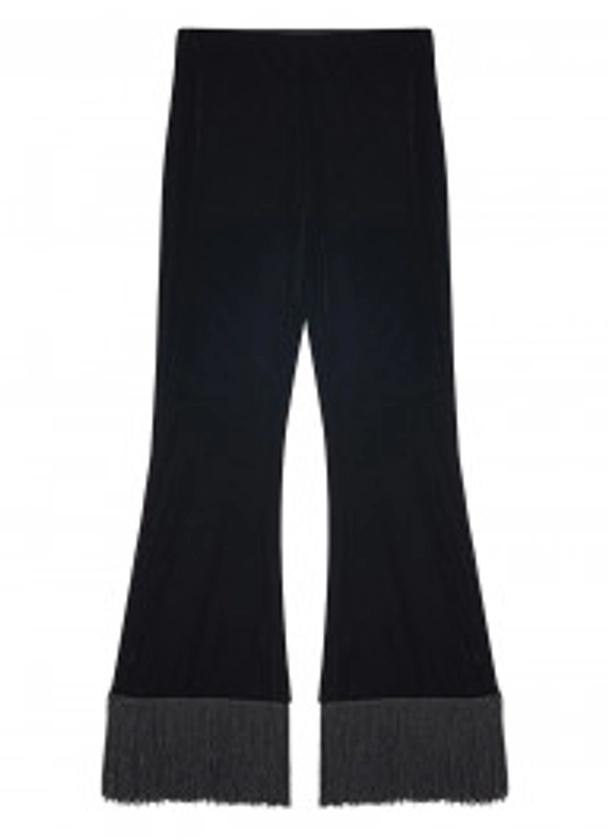 Dawn O’Porter X Joanie - Staten Island Fringe Trim Velvet Pull-On Flares