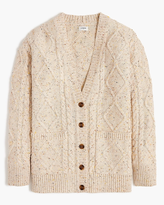 Donegal long cable-knit cardigan sweater