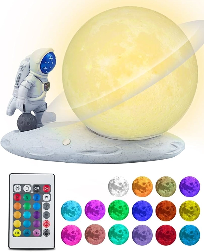 KALAHOL Moon Lamp 2024 Upgrade with Astronaut 3D Print Moon Night Light 16 Colours with Timing, LED Galaxy Lamp Table Lamp with Remote & Touch Control for Home Décor,Best Gifts for Children and Adults : Amazon.co.uk: Lighting