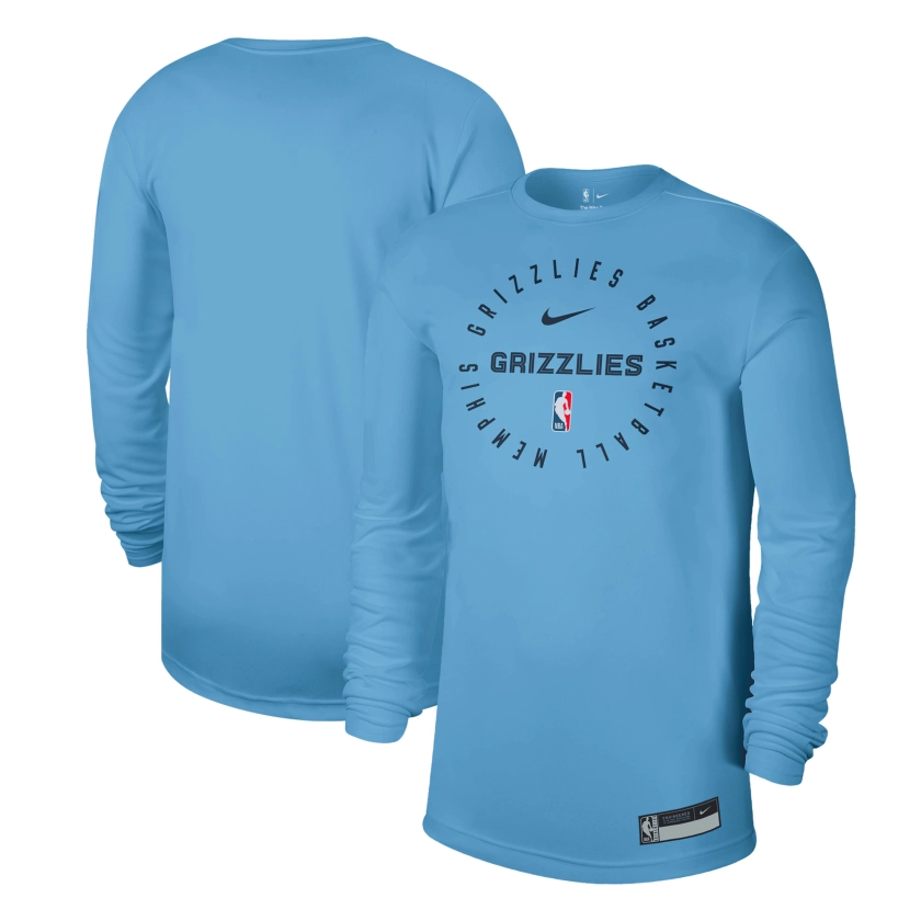 Memphis Grizzlies Nike 2024/25 Legend On-Court Practice Long Sleeve T-Shirt - Light Blue