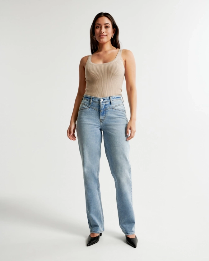 Mujer Jeans rectos de tiro medio estilo años 90 Curve Love | Mujer Ofertas | Abercrombie.com