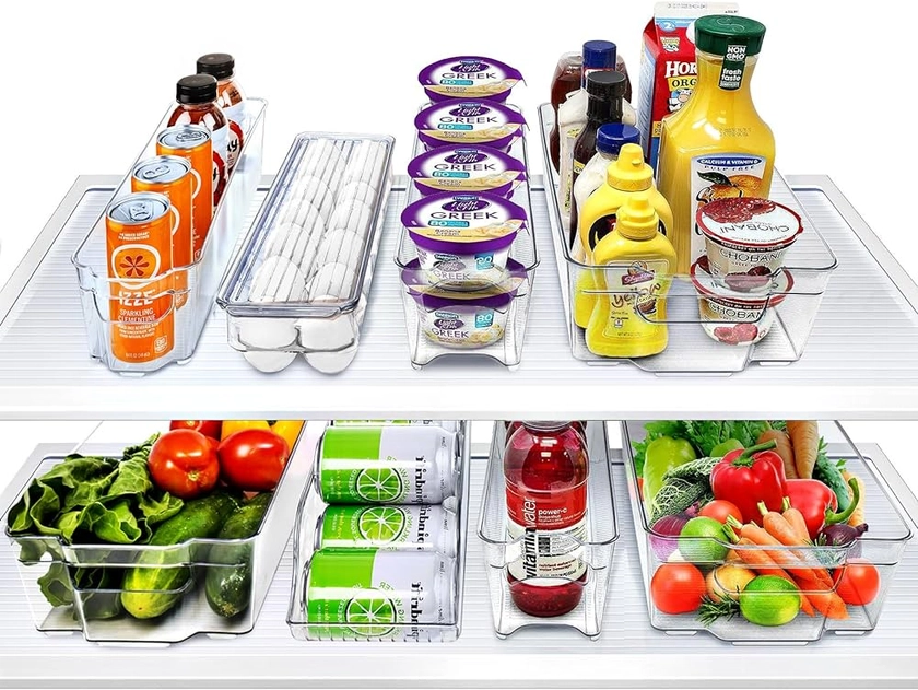 Amazon.com: Sorbus Fridge Bins and Freezer Bins Refrigerator Organizer Stackable Food Storage Containers BPA-Free Drawer Organizers for Refrigerator Freezer and Pantry (Pack of 8) : Home & Kitchen