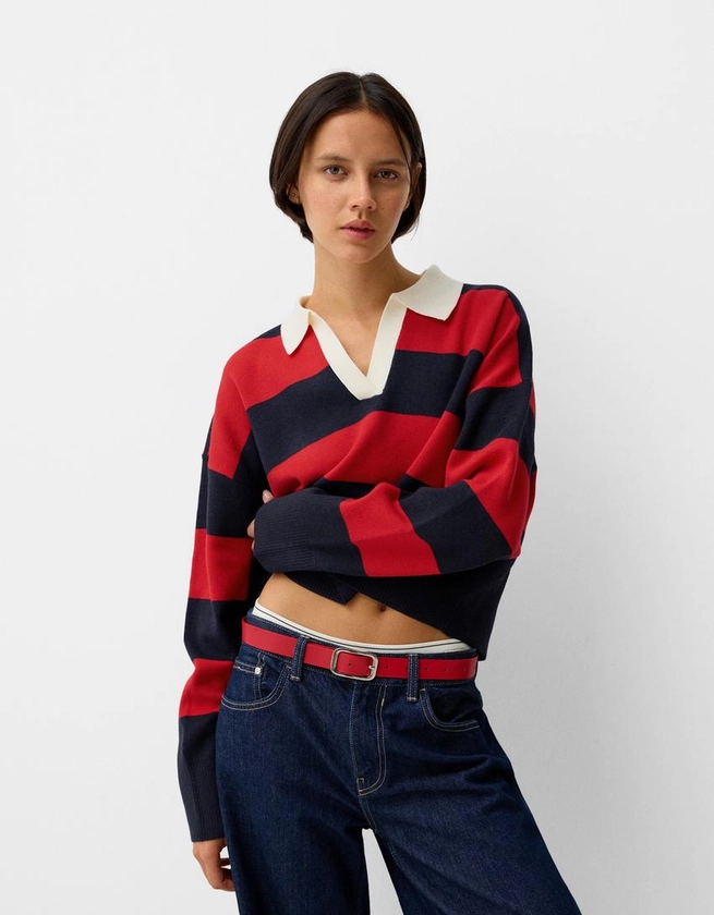 Polo collar sweater