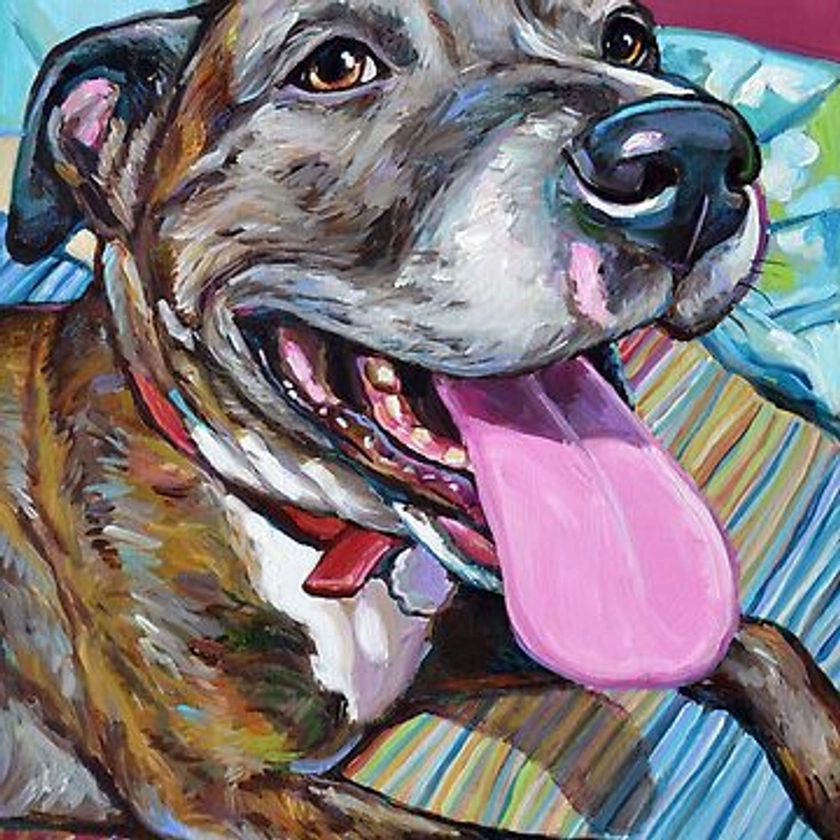 "Fawn Brindle Pitbull Mix Rescue Dog" Magnet for Sale by RobertPhelpsArt