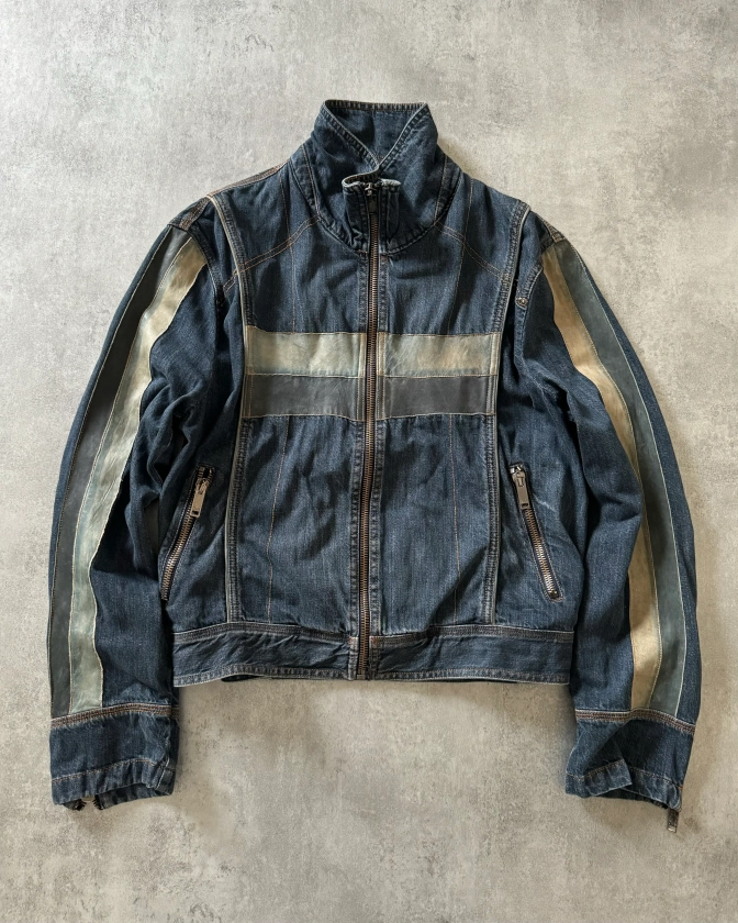 AW2004 Dolce & Gabbana Racing Leather Denim Jacket (S)