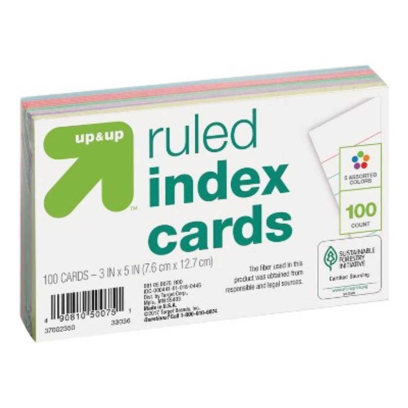 100ct 3" x 5" Ruled Index Cards Multicolor - up&up™