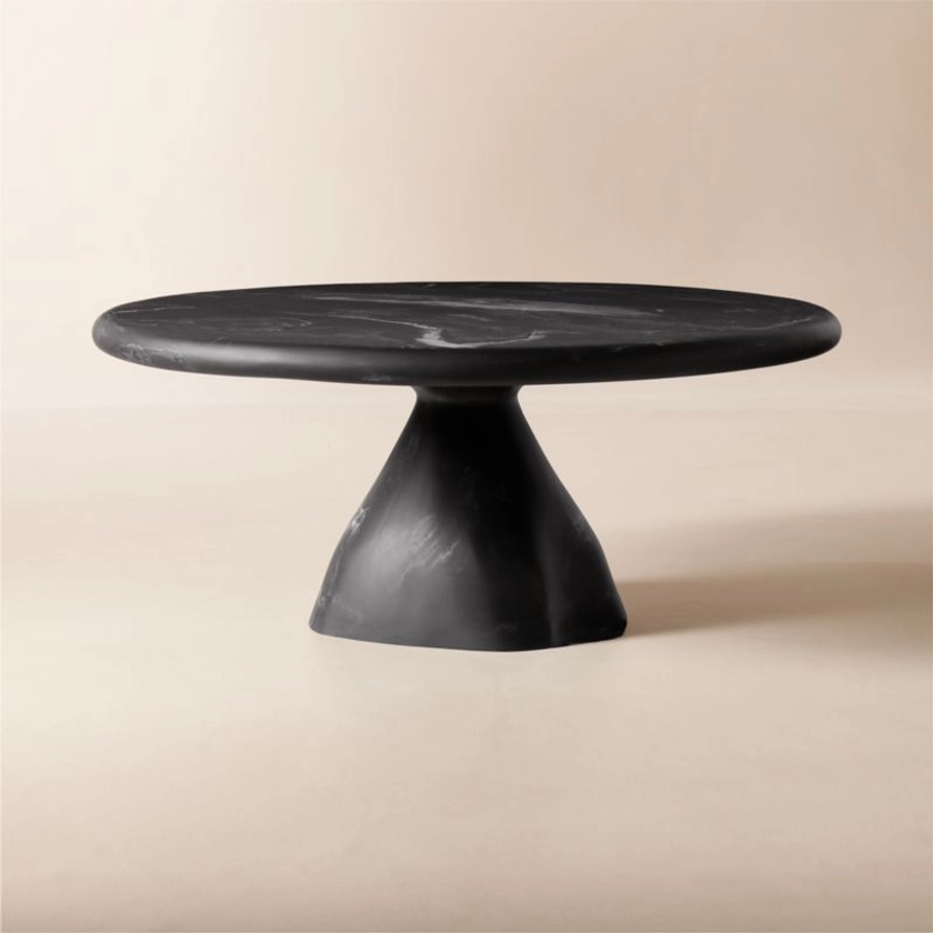 Espira Round Black Marbled Resin Coffee Table + Reviews | CB2