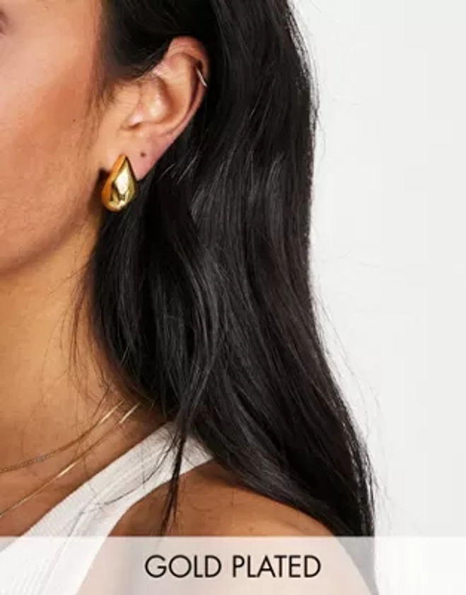ASOS DESIGN - Boucles d'oreilles en plaqué or 14 carats style clou fondu | ASOS