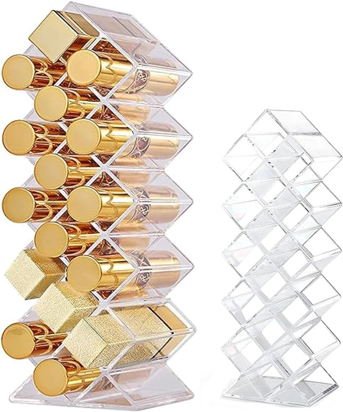 Boîte de rangement pour 16 rouges à lèvres en acrylique - Organiseur de maquillage - En plastique transparent - Pour salle de bain : Amazon.com.be: Mode