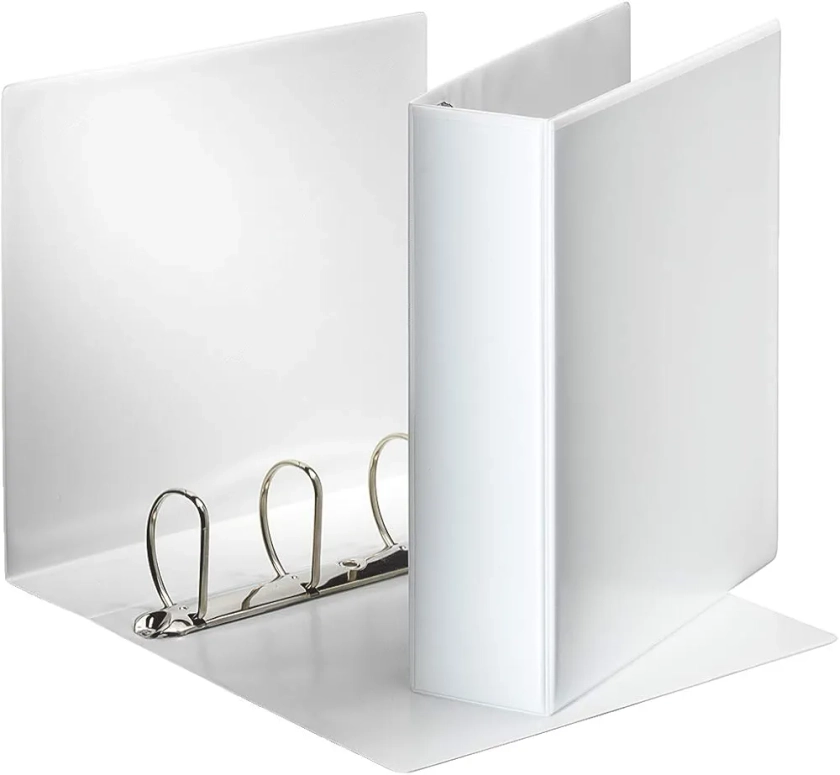 Esselte - Esselte Essentials - 49706 - Classeur à anneaux personnalisable - A4 - Capacité de 580 feuilles - Carton recouvert de polypropylène - 4 anneaux - Blanc