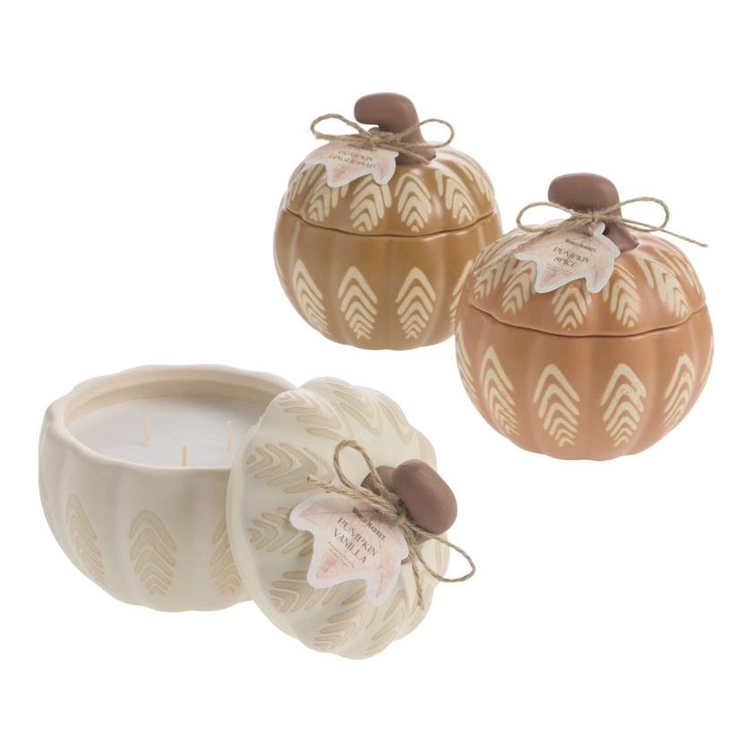 Small Wax Resist Pumpkin Ceramic Scented Candle - World Market