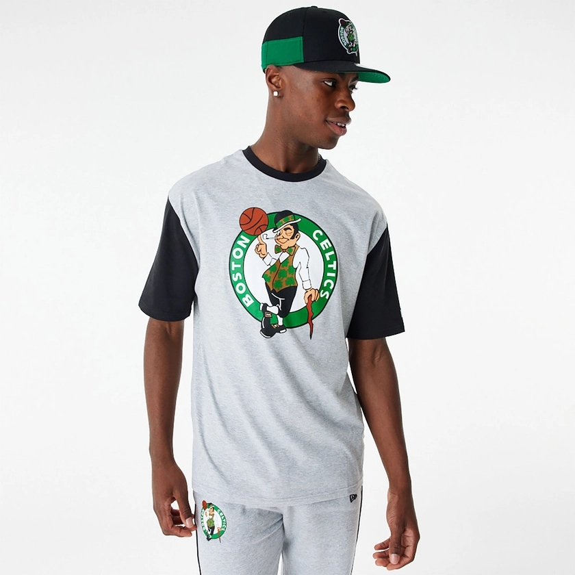 Boston Celtics NBA Colour Block Grey Oversized T-Shirt