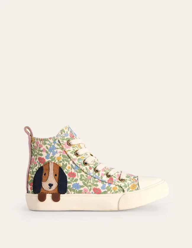 Applique Canvas High Top - Floral Dog | Boden US