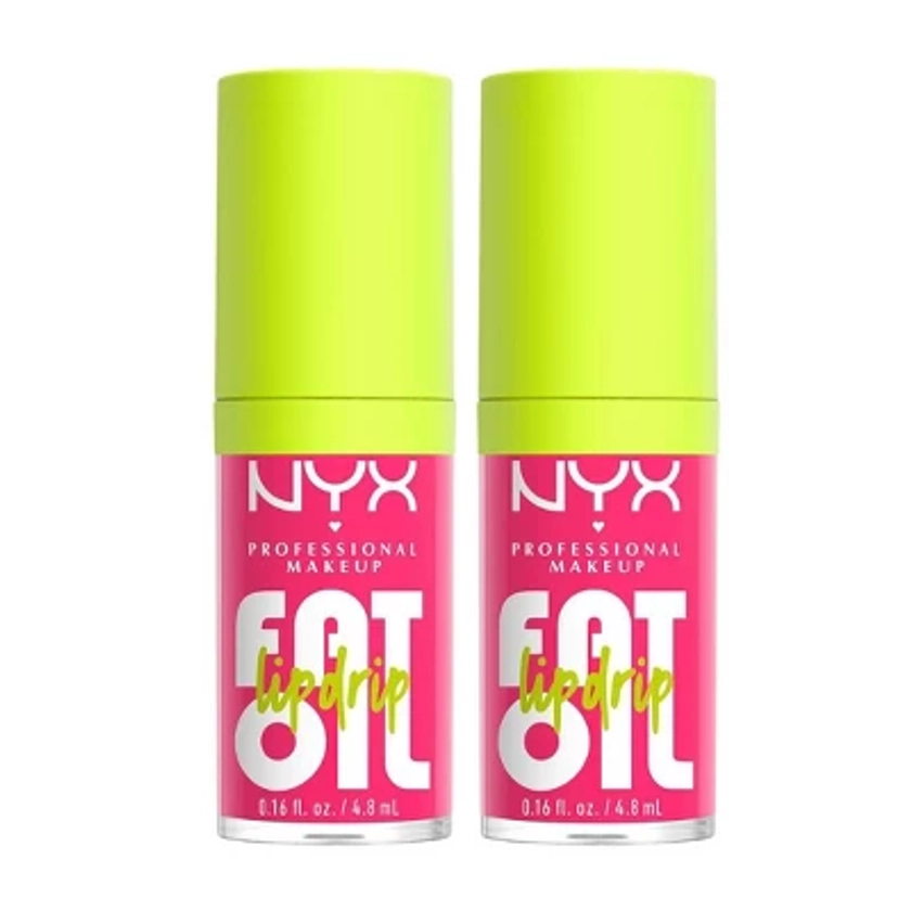 NYX PROFESSIONAL MAKEUP Fat Oil Lip Drip (02 Missed Call | Sheer Pink) Moisturizing Lip Gloss, Vegan Tinted Lip Oil, Up to 12 HR Hydration (PACK OF 2)