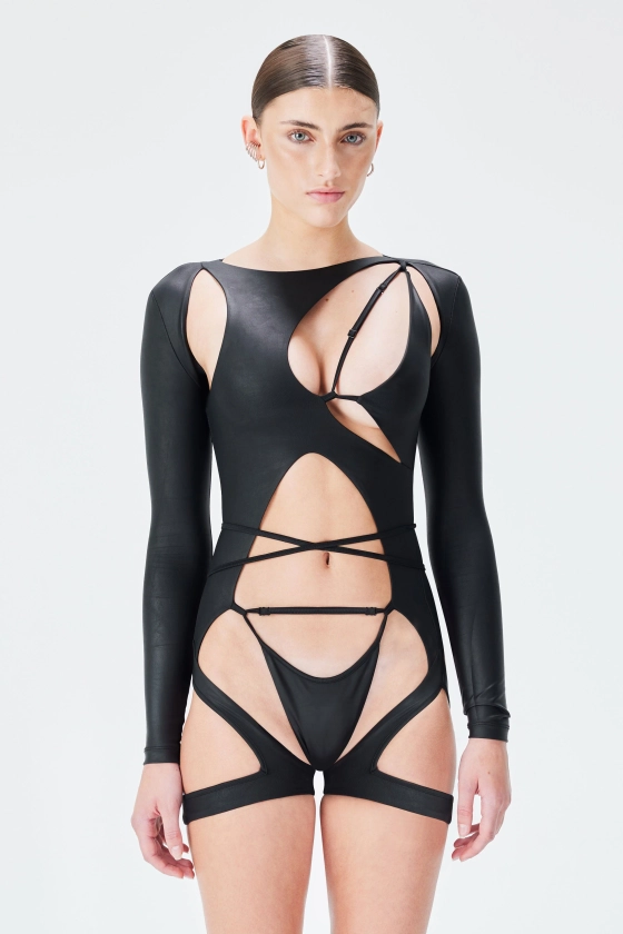 Infinity Bodysuit - Black Leather – Iamnotbasic