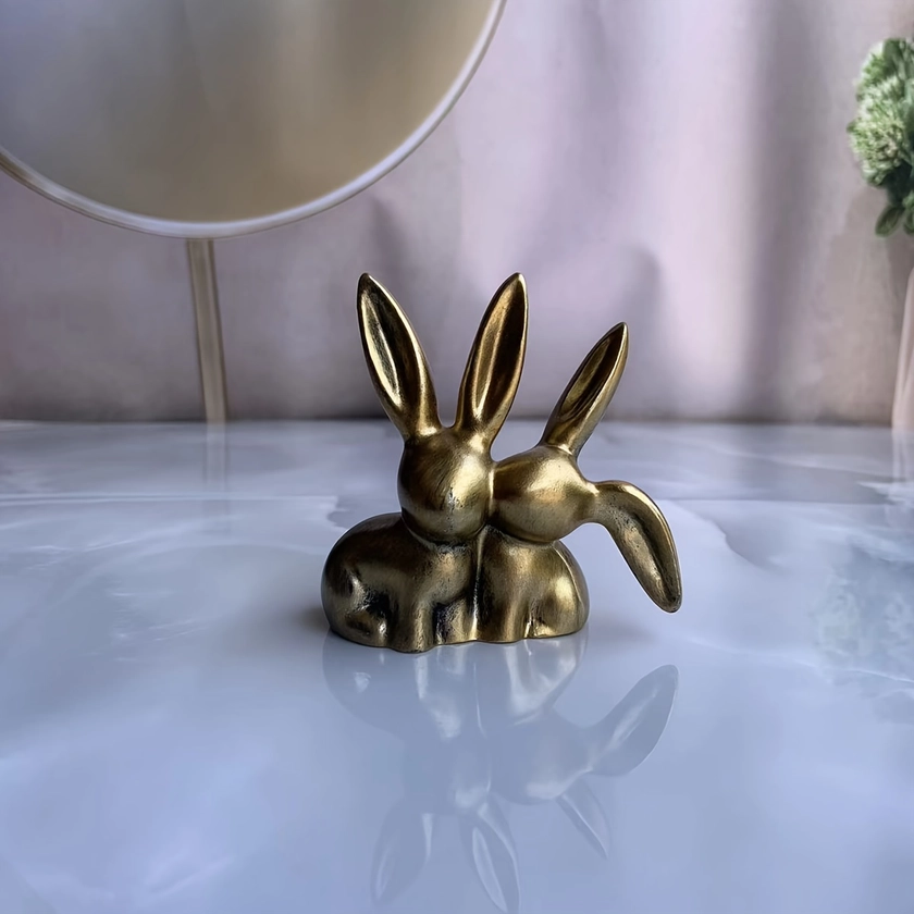 Resin Rabbit Couple Desk Ornament: Decor - Temu United