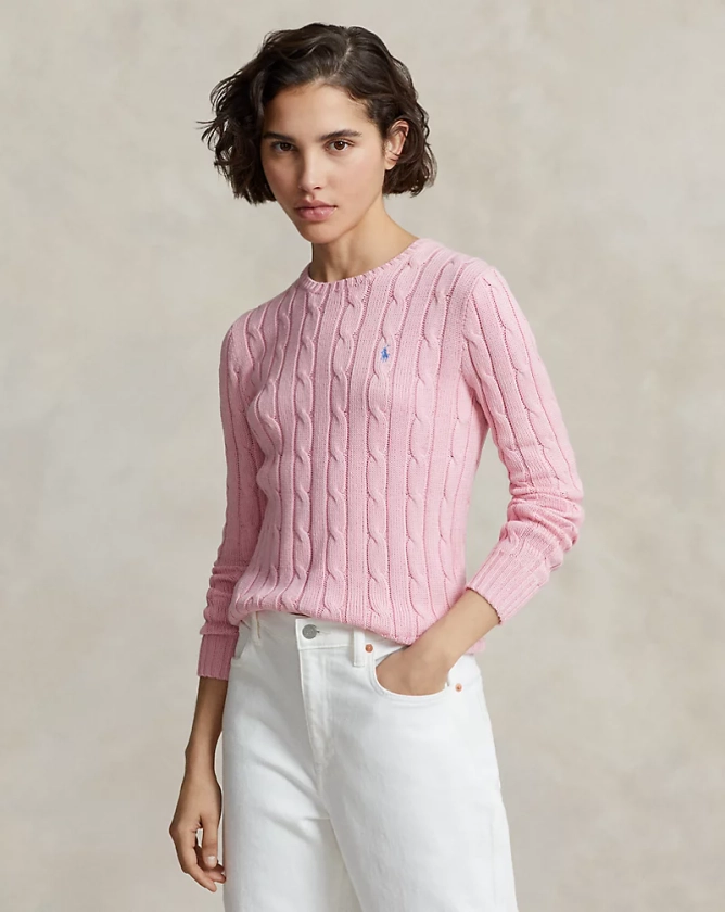 Cable-Knit Cotton Crewneck Jumper for Women | Ralph Lauren® UK